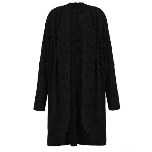 Medium Length Sweater Long Sleeves Women's Open Front Coat