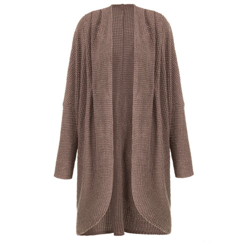 Medium Length Sweater Long Sleeves Women's Open Front Coat