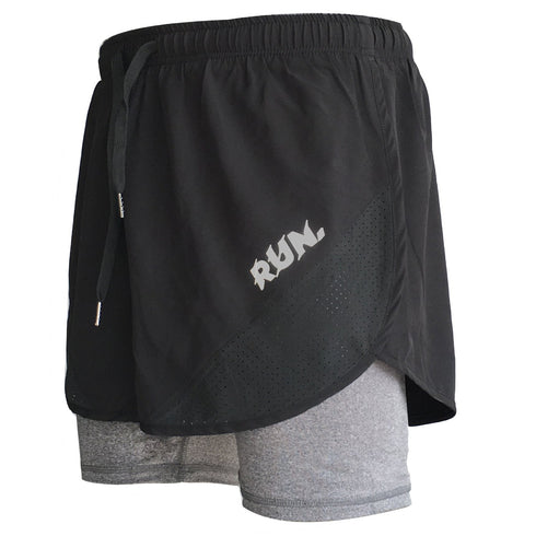 Men's 2-in-1 Running Shorts Workout Training Shorts with Liner