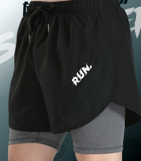 Men's 2-in-1 Running Shorts Workout Training Shorts with Liner