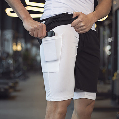 Men's 2 in 1 Athletic Quick Dry Workout Shorts with Lined