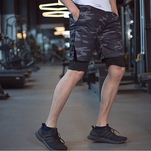 Men's 2 in 1 Athletic Quick Dry Workout Shorts with Lined