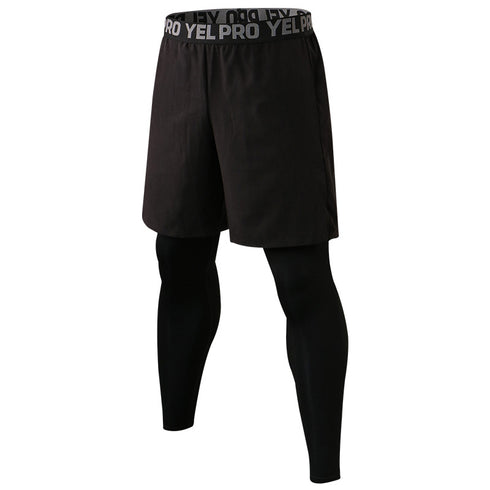Men's 2 in 1 Basketball Compression Tights Pants with Phone Pocket