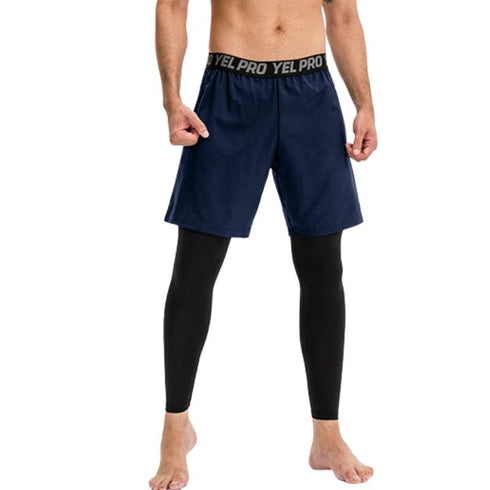 Men's 2 in 1 Basketball Compression Tights Pants with Phone Pocket