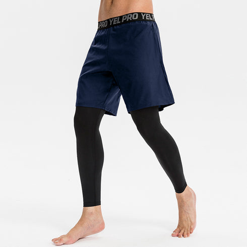 Men's 2 in 1 Basketball Compression Tights Pants with Phone Pocket