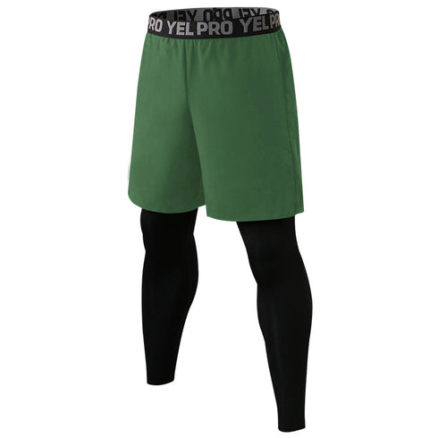 Men's 2 in 1 Basketball Compression Tights Pants with Phone Pocket