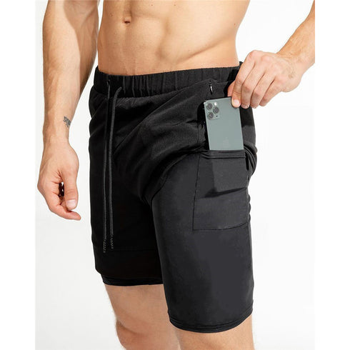 Men’s 2 in 1 Breathable Active Workout Shorts with Liner