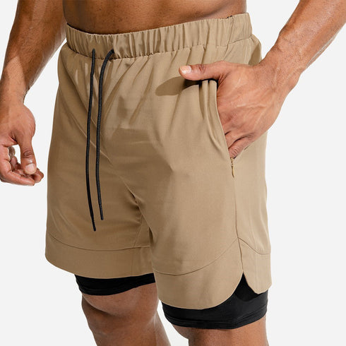 Men’s 2 in 1 Breathable Active Workout Shorts with Liner