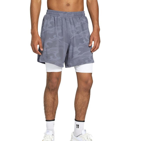 Men's 2 in 1 Quick Dry Camo Sweat Shorts with Towel Loop