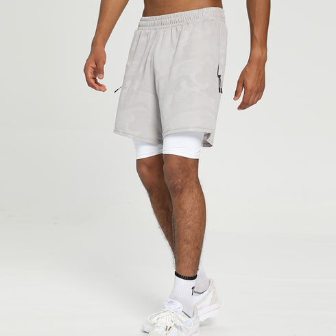 Men's 2 in 1 Quick Dry Camo Sweat Shorts with Towel Loop