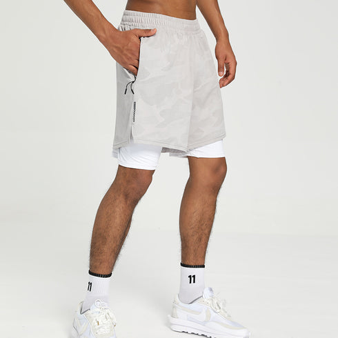 Men's 2 in 1 Quick Dry Camo Sweat Shorts with Towel Loop