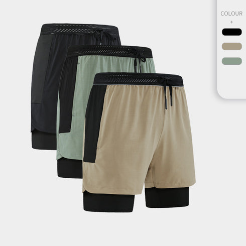 Men's 2 in 1 Quick Dry Jogger Athletic Shorts with Lined