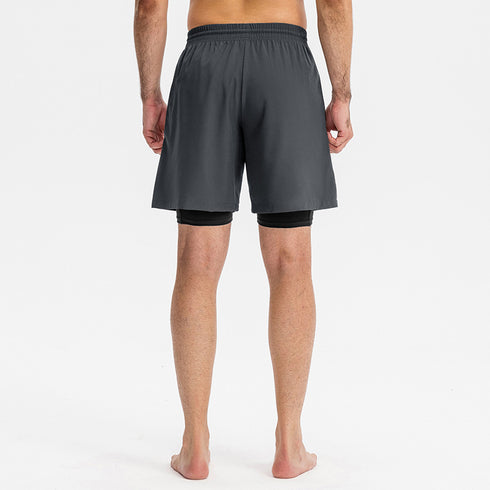Men's 2 in 1 Quick Dry Sweat Workout Shorts with Lined