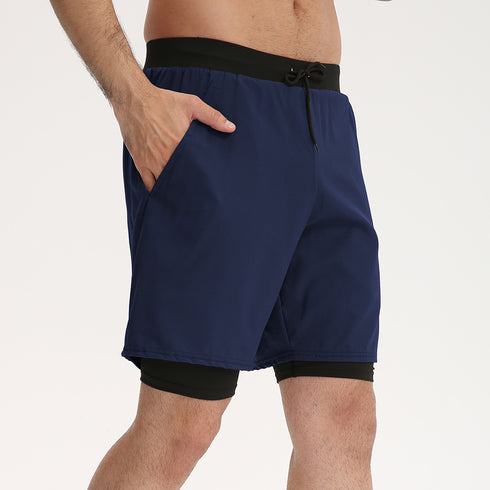 Men's 2 in 1 Quick Dry Sweat Workout Shorts with Lined