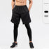 Men's 2 in 1 Tights Running Athletic Legging Compression Shorts