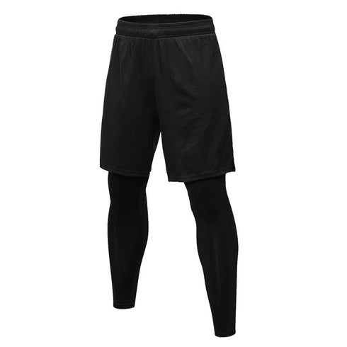 Men's 2 in 1 Tights Running Athletic Legging Compression Shorts