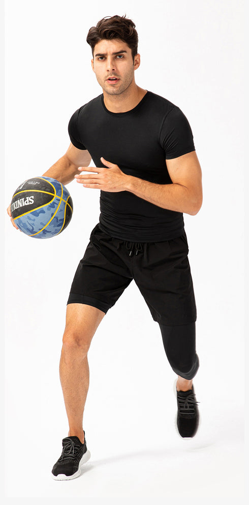 Men's 3/4 One Leg Athletic Compression Capri Tights Pants