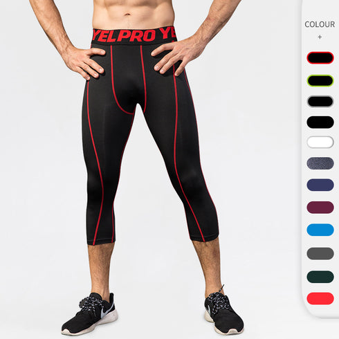 Men's 3/4 Running Compression Pants Athletic Leggings