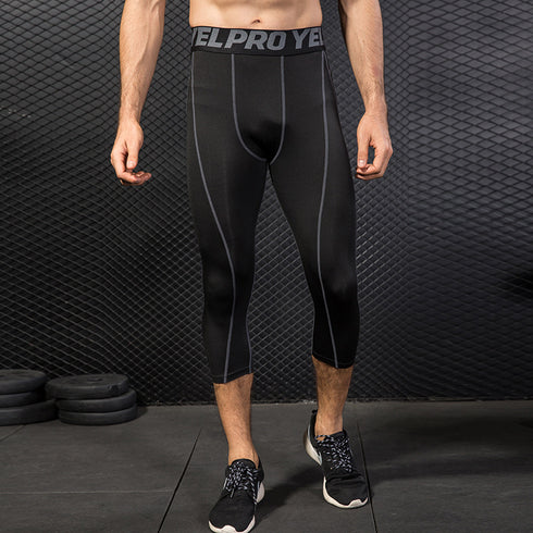 Men's 3/4 Running Compression Pants Athletic Leggings