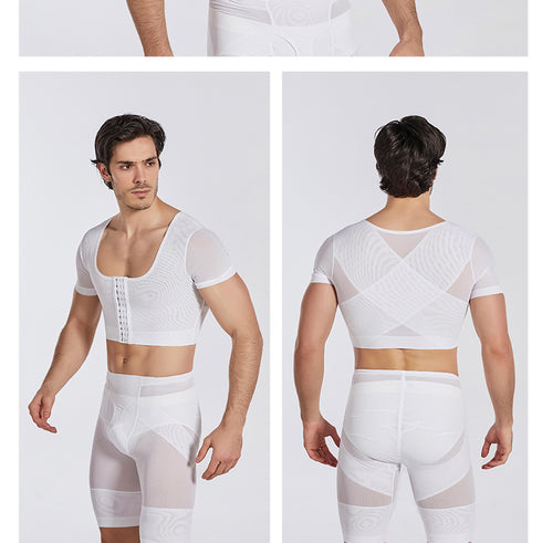 Men's 3 Rows Clasp Compression Shapewear Chest Flat Bust