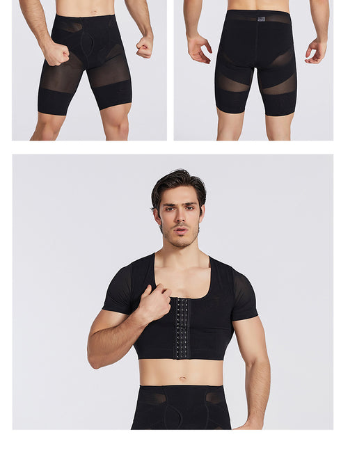 Men's 3 Rows Clasp Compression Shapewear Chest Flat Bust