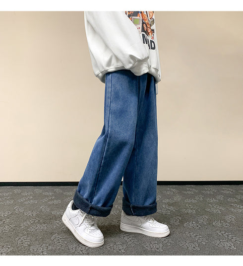 Men’s Athletic Fleece-Lined Loose Straight Leg Casual Jeans