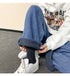 Men’s Athletic Fleece-Lined Loose Straight Leg Casual Jeans