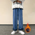 Men’s Athletic Fleece-Lined Loose Straight Leg Casual Jeans