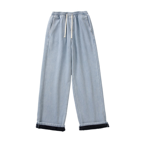 Men’s Athletic Fleece-Lined Loose Straight Leg Casual Jeans