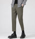 Men's Cropped Wool Slim Fit Flat-Front Dress Pants