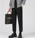 Men's Cropped Wool Slim Fit Flat-Front Dress Pants