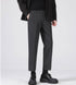 Men's Cropped Wool Slim Fit Flat-Front Dress Pants