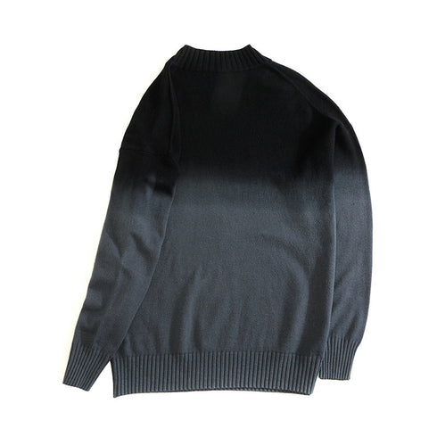 Fashion Men's Black-Grey Gradient Pullover Plus Size Sweater