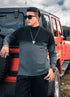 Fashion Men's Black-Grey Gradient Pullover Plus Size Sweater