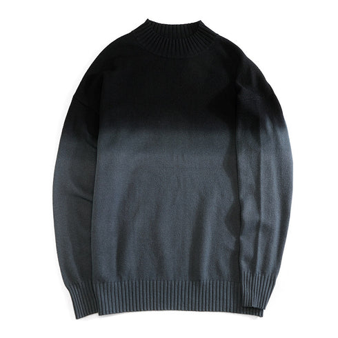 Fashion Men's Black-Grey Gradient Pullover Plus Size Sweater