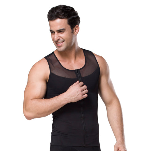 Men’s Body Shaper Tank Top Undershirt Zipper Vest