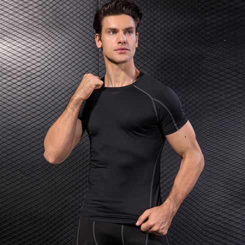 Men's Bodybuilding Sport Short Sleeve T-shirt Shapewear