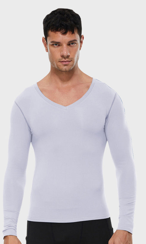 Men's Brushed Long Sleeve Stretchy Skinny Shirt Fitness Top