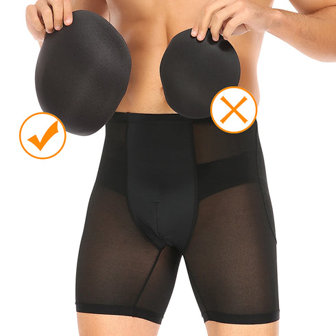 Men's Plus Size Butt Lifters Boxer Briefs Padded Shapewear