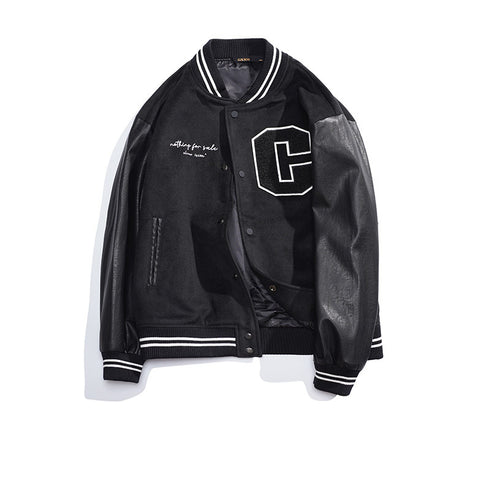 Men's Button Bomber Plus Size College Baseball Jackets