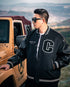 Men's Button Bomber Plus Size College Baseball Jackets