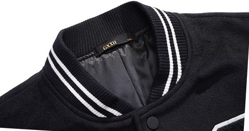 Men's Button Bomber Plus Size College Baseball Jackets