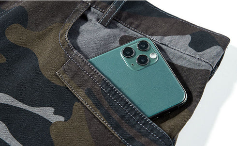 Men's Camouflage Cargo Shorts with Zip Pockets