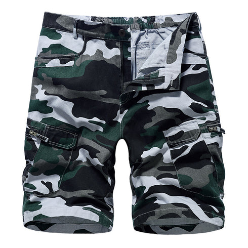 Men's Camouflage Cargo Shorts with Zip Pockets