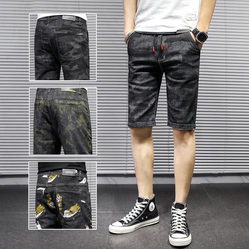 Men's Camouflage Relaxed Casual Urban Jean Denim Shorts