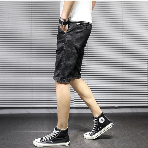 Men's Camouflage Relaxed Casual Urban Jean Denim Shorts