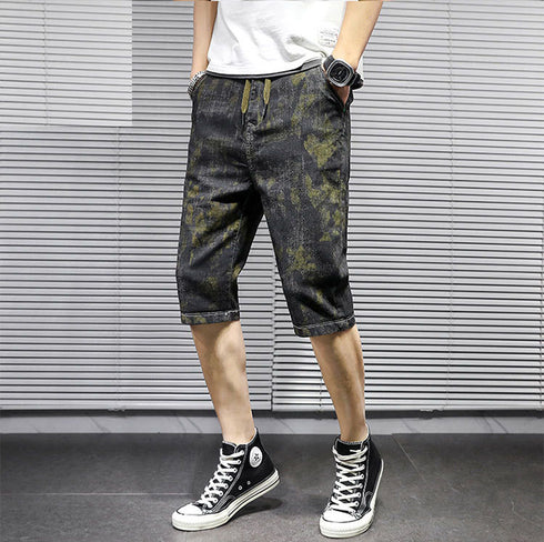 Men's Camouflage Relaxed Casual Urban Jean Denim Shorts