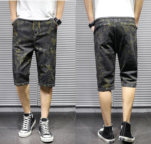 Men's Camouflage Relaxed Casual Urban Jean Denim Shorts