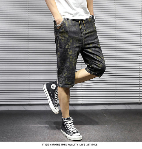 Men's Camouflage Relaxed Casual Urban Jean Denim Shorts