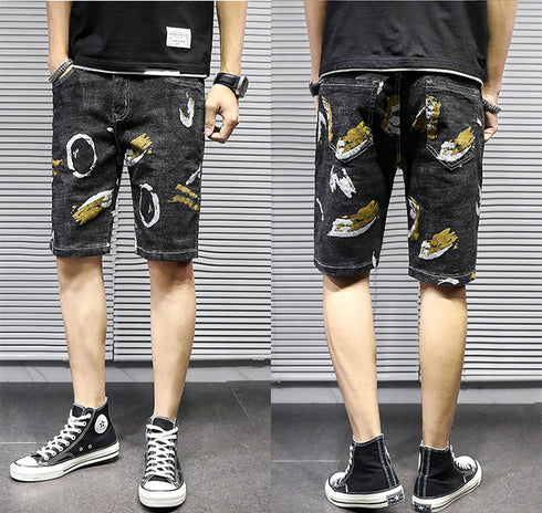 Men's Camouflage Relaxed Casual Urban Jean Denim Shorts